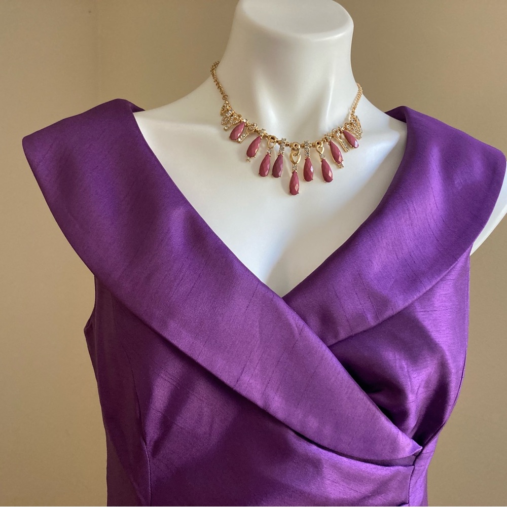 EVAN PICONE Purple Sleeveless Faux Wrap Cocktail Dress Sz. 8 - Picture 13 of 15